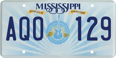 MS license plate AQO129