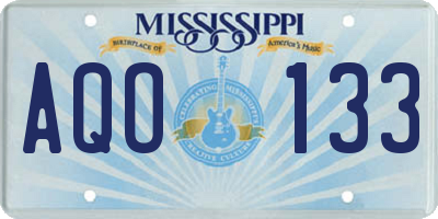 MS license plate AQO133