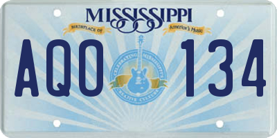 MS license plate AQO134