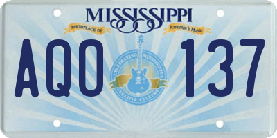 MS license plate AQO137