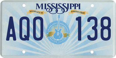 MS license plate AQO138