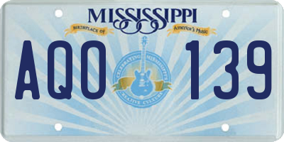 MS license plate AQO139