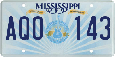 MS license plate AQO143