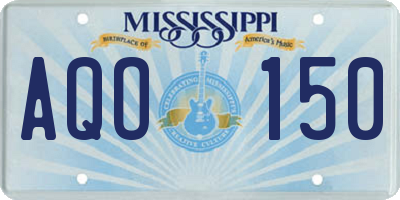 MS license plate AQO150