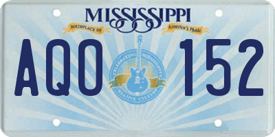 MS license plate AQO152