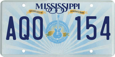 MS license plate AQO154