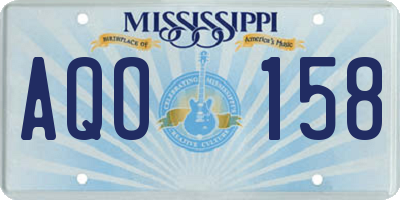 MS license plate AQO158