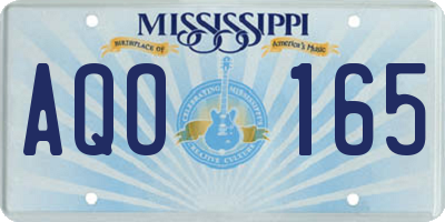 MS license plate AQO165