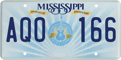 MS license plate AQO166