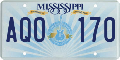 MS license plate AQO170