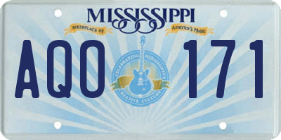 MS license plate AQO171