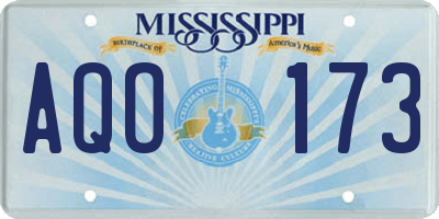 MS license plate AQO173
