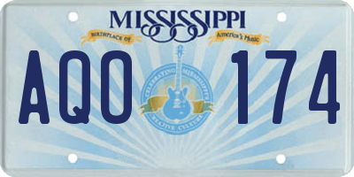 MS license plate AQO174