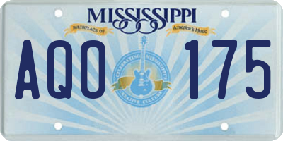 MS license plate AQO175