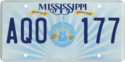 MS license plate AQO177