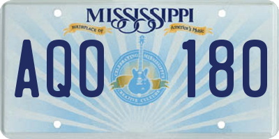 MS license plate AQO180