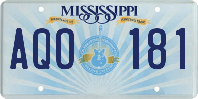 MS license plate AQO181