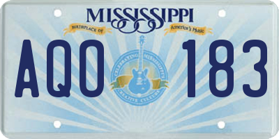 MS license plate AQO183