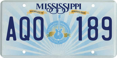 MS license plate AQO189