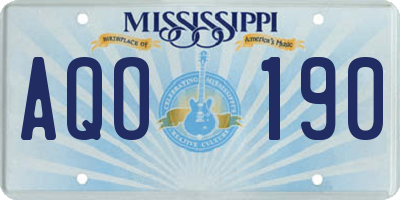 MS license plate AQO190