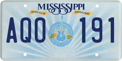 MS license plate AQO191