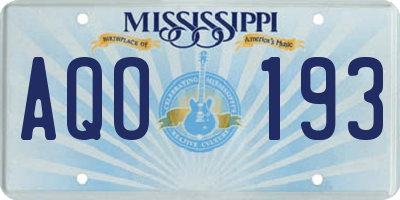 MS license plate AQO193
