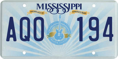 MS license plate AQO194