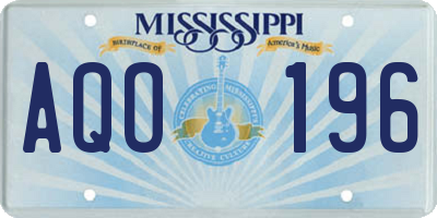 MS license plate AQO196