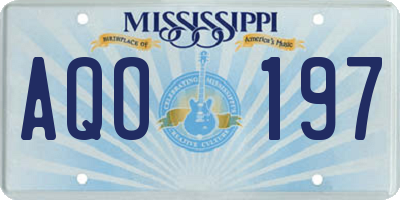 MS license plate AQO197