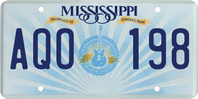 MS license plate AQO198