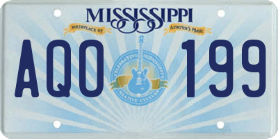 MS license plate AQO199
