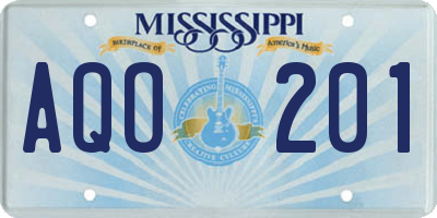 MS license plate AQO201