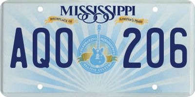 MS license plate AQO206