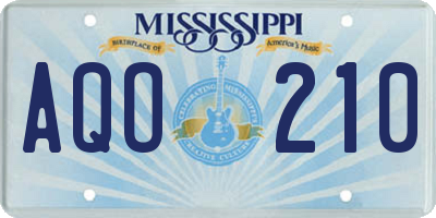 MS license plate AQO210