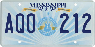 MS license plate AQO212