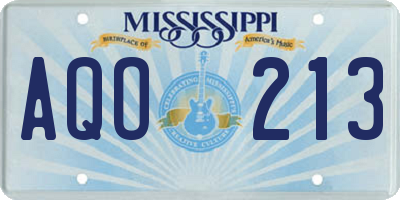 MS license plate AQO213