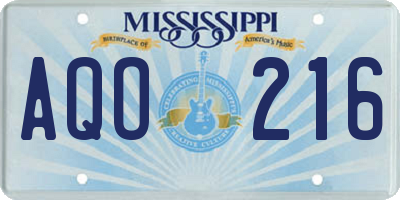 MS license plate AQO216