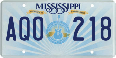 MS license plate AQO218
