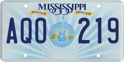 MS license plate AQO219