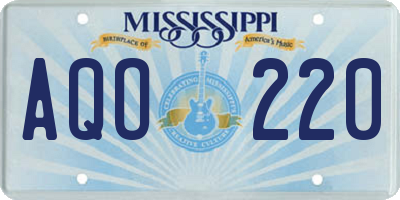 MS license plate AQO220