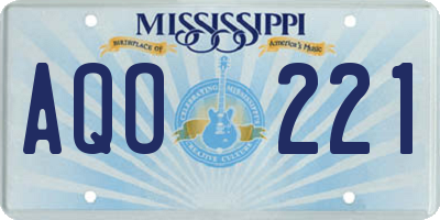 MS license plate AQO221