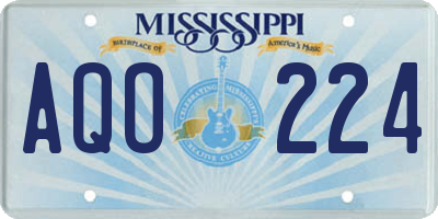MS license plate AQO224