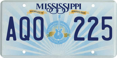 MS license plate AQO225