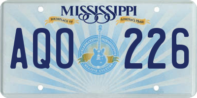 MS license plate AQO226