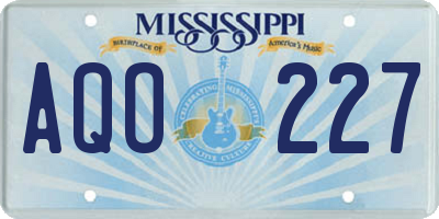 MS license plate AQO227