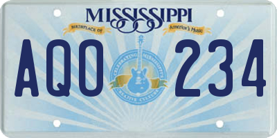 MS license plate AQO234