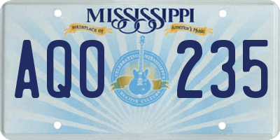 MS license plate AQO235