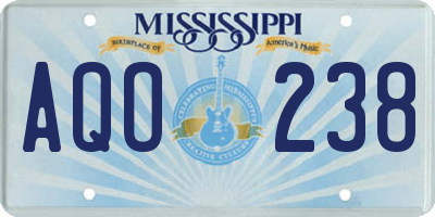 MS license plate AQO238