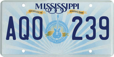 MS license plate AQO239