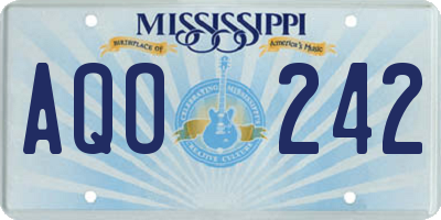 MS license plate AQO242